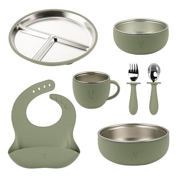Greenwalnut 7-Piece Silicone & Stainless Steel Kids Dinnerware Set | Feeding Set - Picture 5 of 8